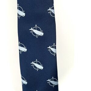 Vintage Nantucket Brand blue whale tie preppy old money New England Necktie